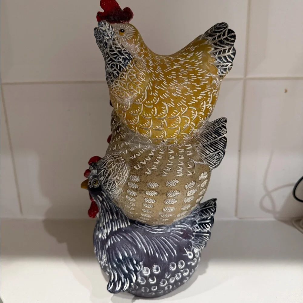 Rustic Farmhouse Stacked Chicken Figurine Country kitchen thanksgiving eastern